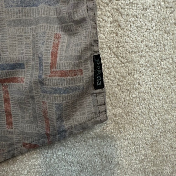 Prana Mens Large Slim Fit Short Sleeve Button Up Shirt Organic Cotton Blend - Picture 4 of 9